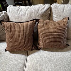 2 Brown Tweed Custom Made Throw Pillows